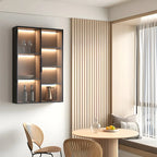 Black Multi-Shelf Wall-Mounted Wooden Display Cabinet
