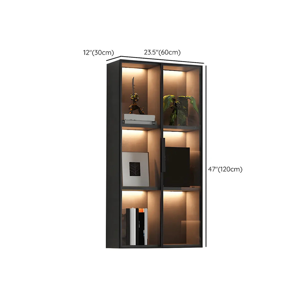 Black Multi-Shelf Wall-Mounted Wooden Display Cabinet