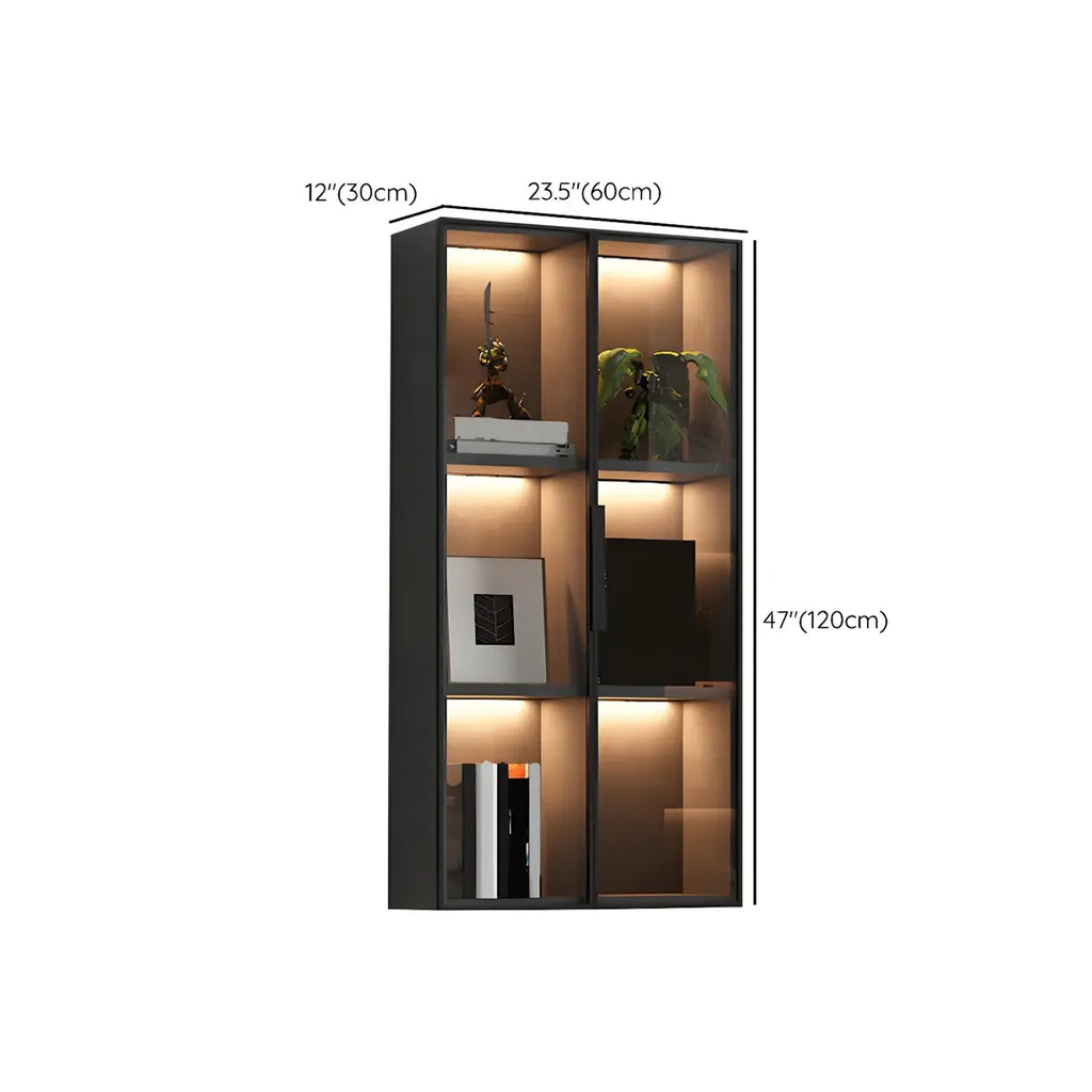 Black Multi-Shelf Wall-Mounted Wooden Display Cabinet