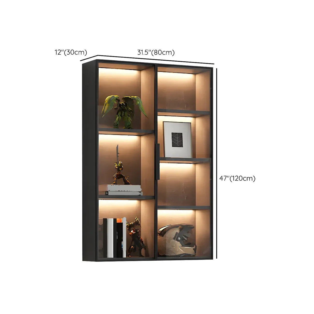 Black Multi-Shelf Wall-Mounted Wooden Display Cabinet