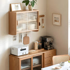 Brown Wooden Wall-Mounted Adjustable Shelves China Cabinet