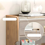 Brown Wood Glass Door Kitchen Hutch Cabinet with Storage
