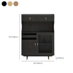 Brown Wood Glass Door Kitchen Hutch Cabinet with Storage