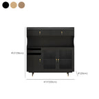 Brown Wood Glass Door Kitchen Hutch Cabinet with Storage