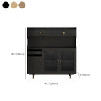 Brown Wood Glass Door Kitchen Hutch Cabinet with Storage