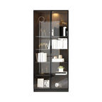 Black Glass Doors Wood Large Display Cabinet with Drawers