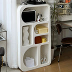 Contemporary White Wood Open Storage Display Cabinet