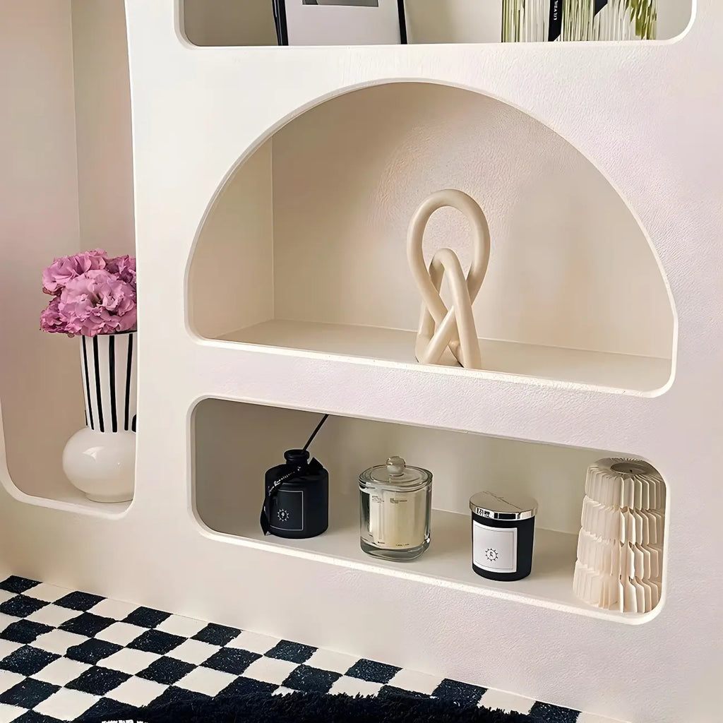 Contemporary White Wood Open Storage Display Cabinet