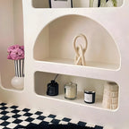 Contemporary White Wood Open Storage Display Cabinet