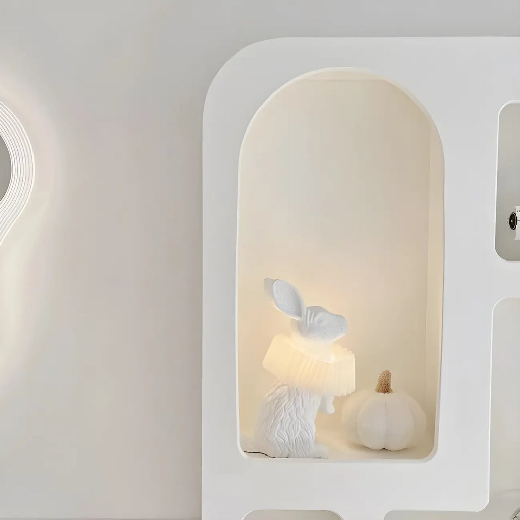 Contemporary White Wood Open Storage Display Cabinet