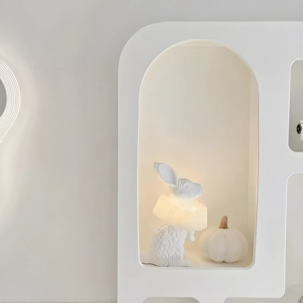 Contemporary White Wood Open Storage Display Cabinet