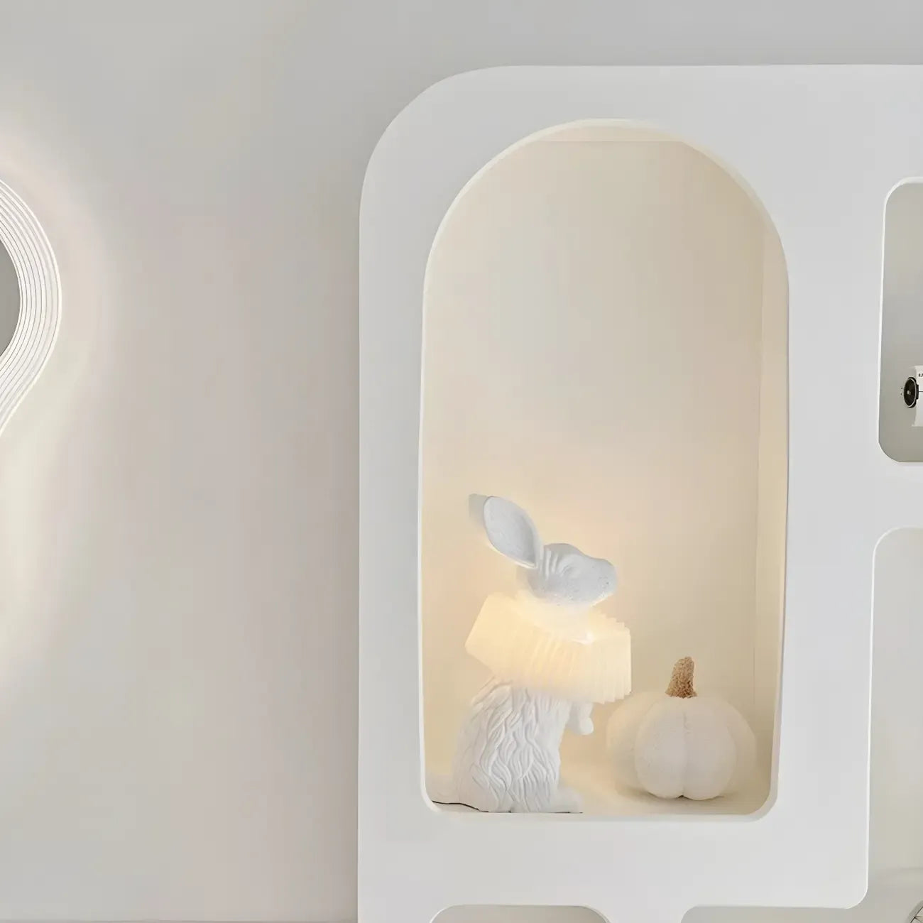 Contemporary White Wood Open Storage Display Cabinet