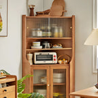 Adjustable Shelves Wood Cherry Open Corner China Cabinet