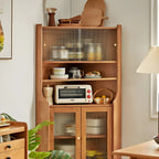 Adjustable Shelves Wood Cherry Open Corner China Cabinet