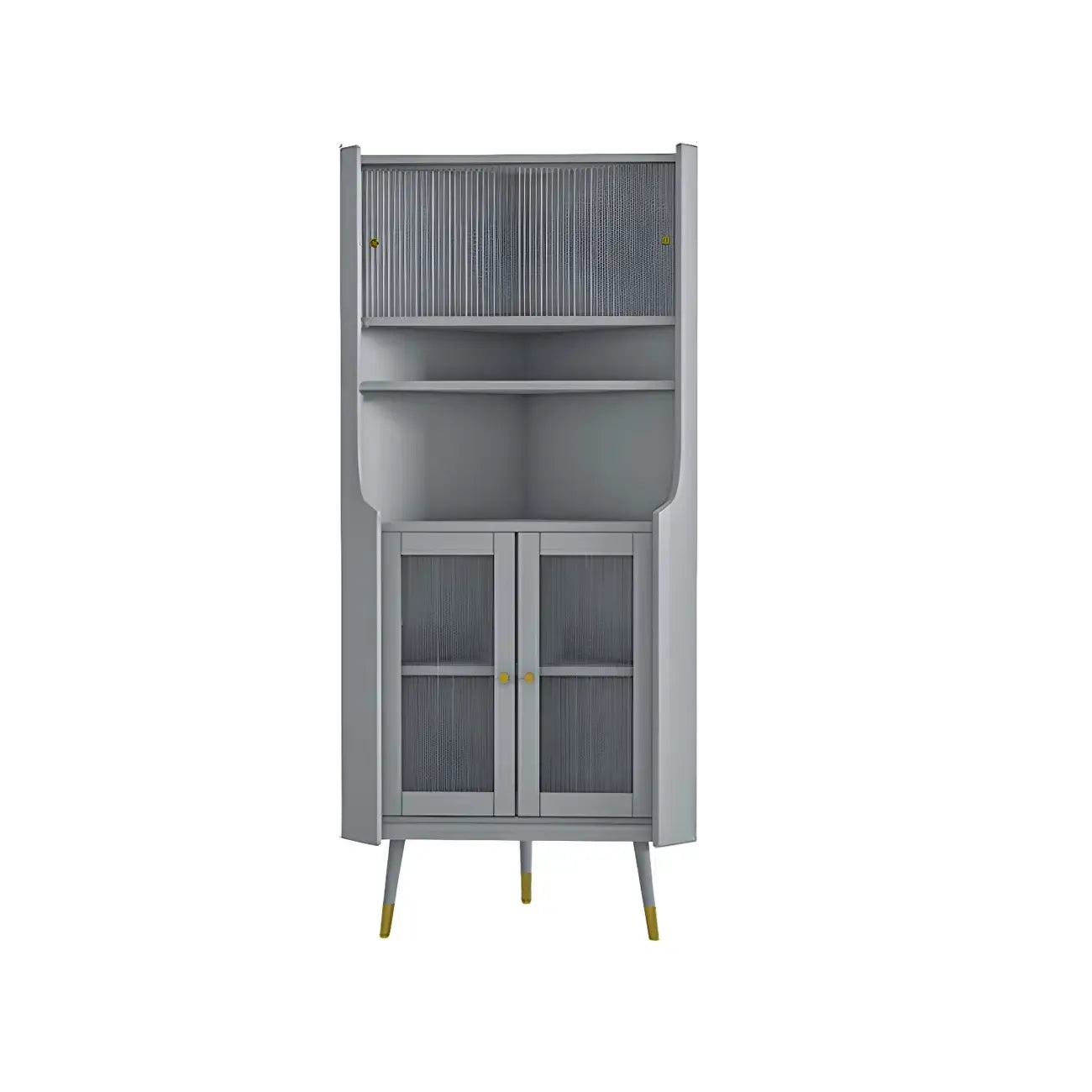 Adjustable Shelves Wood Cherry Open Corner China Cabinet