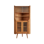 Adjustable Shelves Wood Cherry Open Corner China Cabinet
