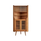 Adjustable Shelves Wood Cherry Open Corner China Cabinet