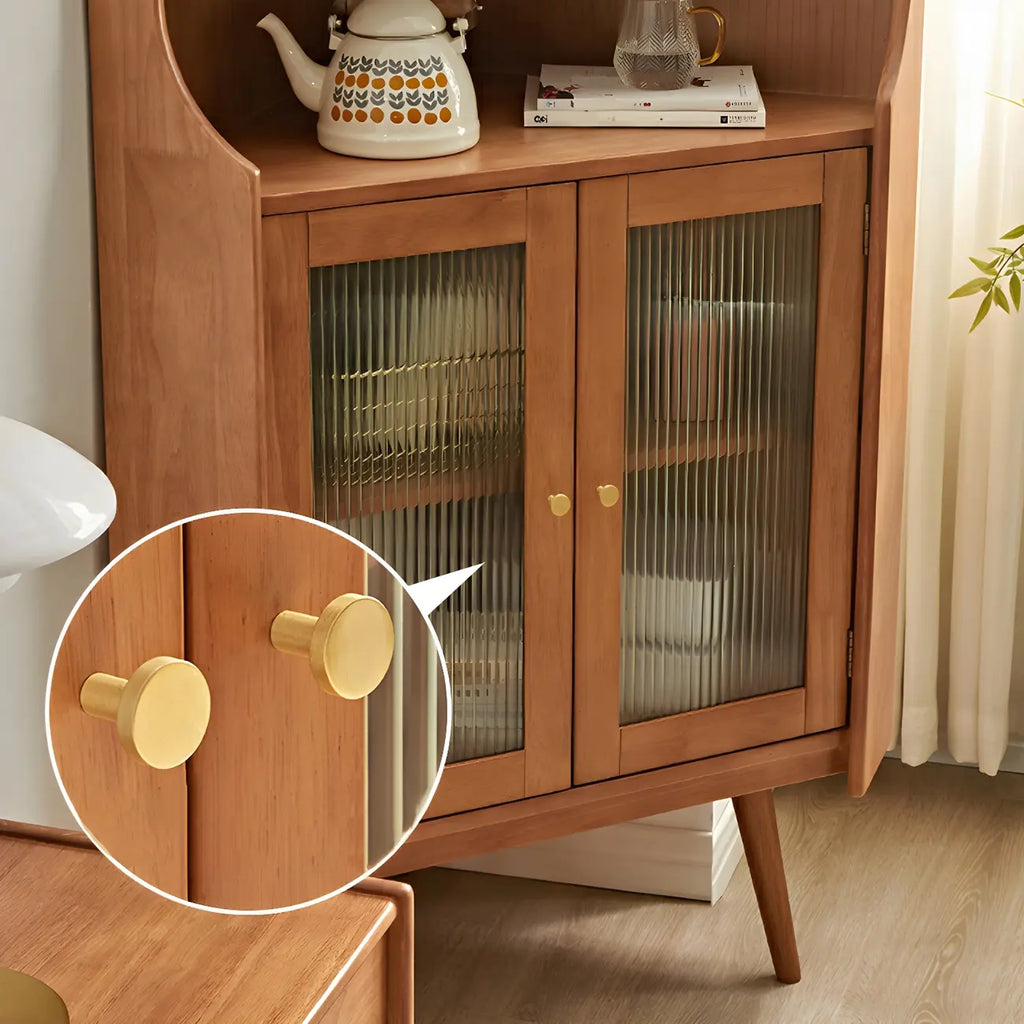 Adjustable Shelves Wood Cherry Open Corner China Cabinet
