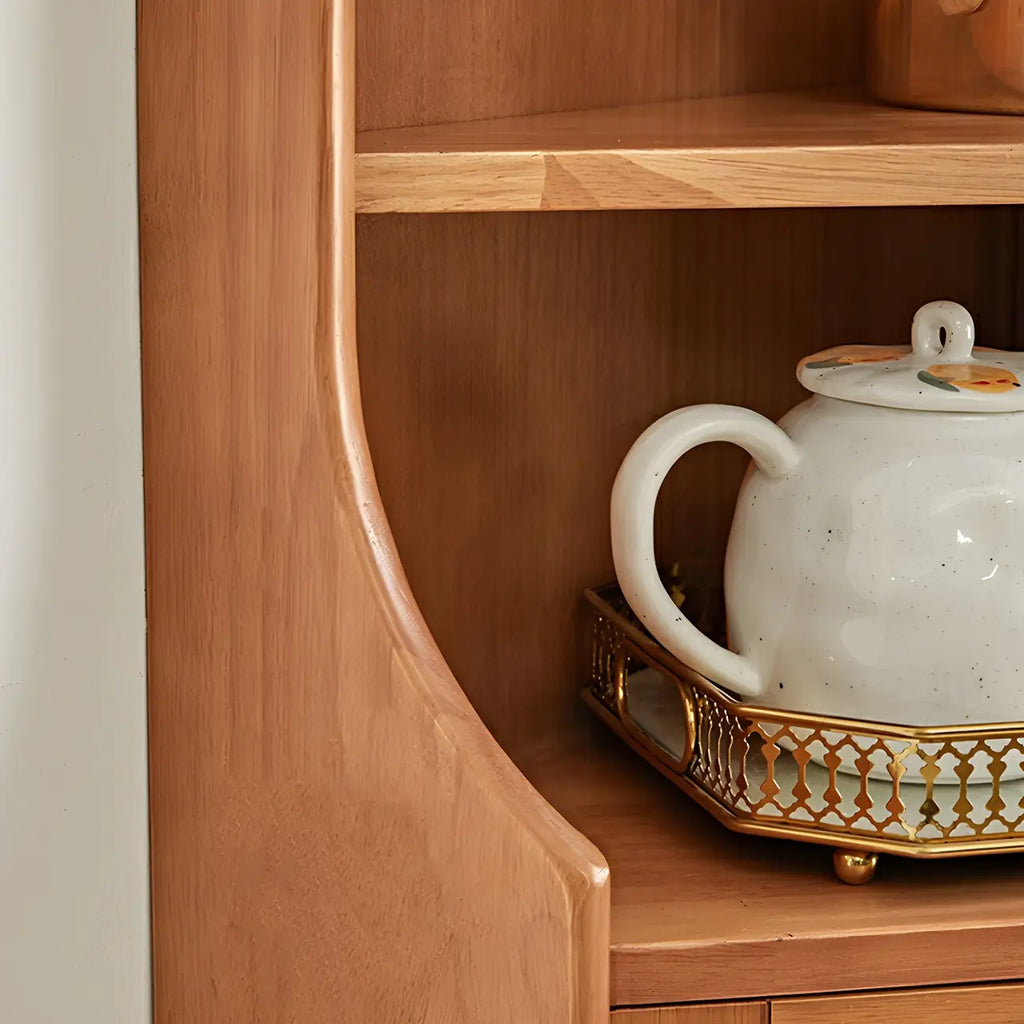 Adjustable Shelves Wood Cherry Open Corner China Cabinet