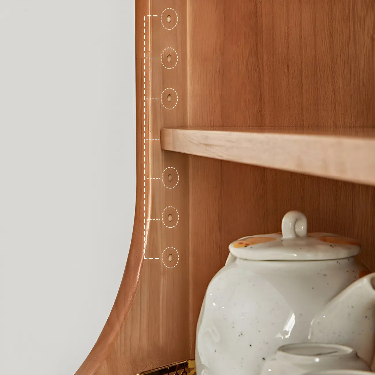 Adjustable Shelves Wood Cherry Open Corner China Cabinet
