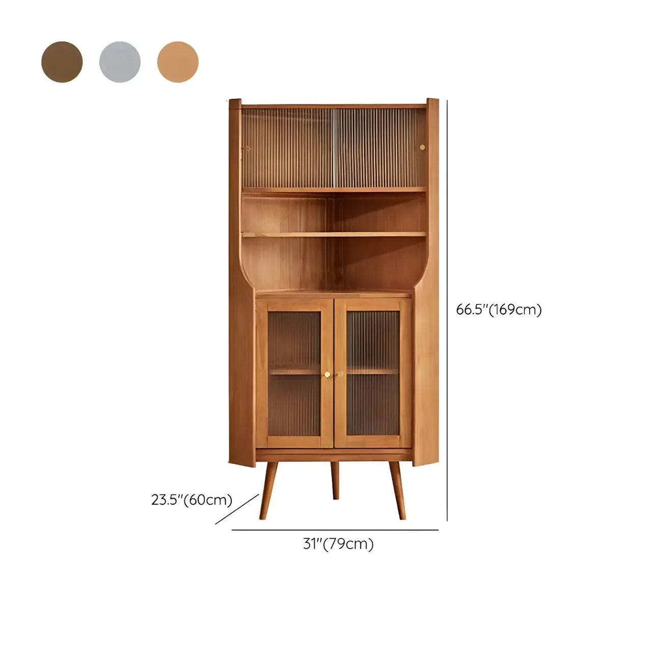 Adjustable Shelves Wood Cherry Open Corner China Cabinet