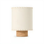 Rustic White Drum Wood Table Lamp for Ambient Bedroom