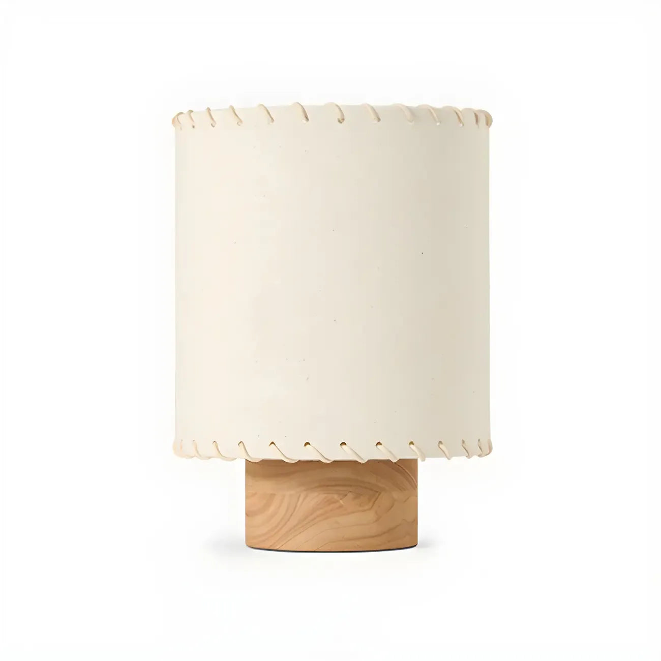Rustic White Drum Wood Table Lamp for Ambient Bedroom