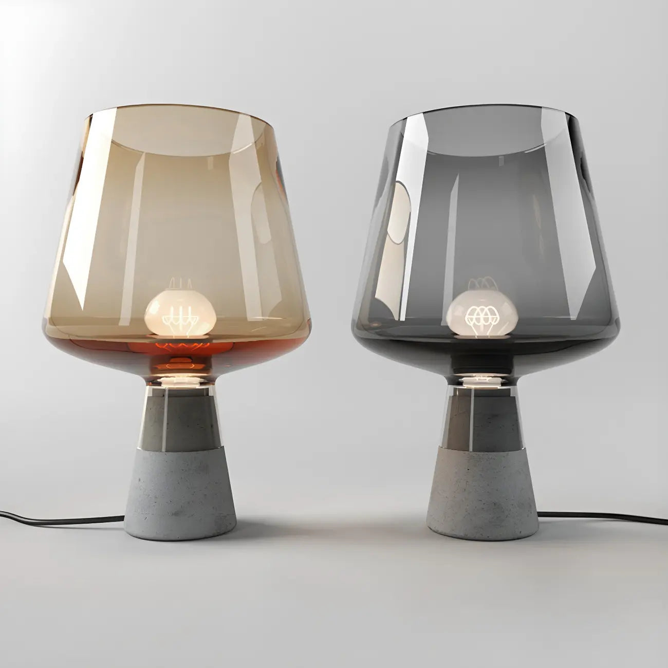 Modern Amber Glass Geometric Table Lamp for Bedroom
