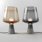 Modern Amber Glass Geometric Table Lamp for Bedroom