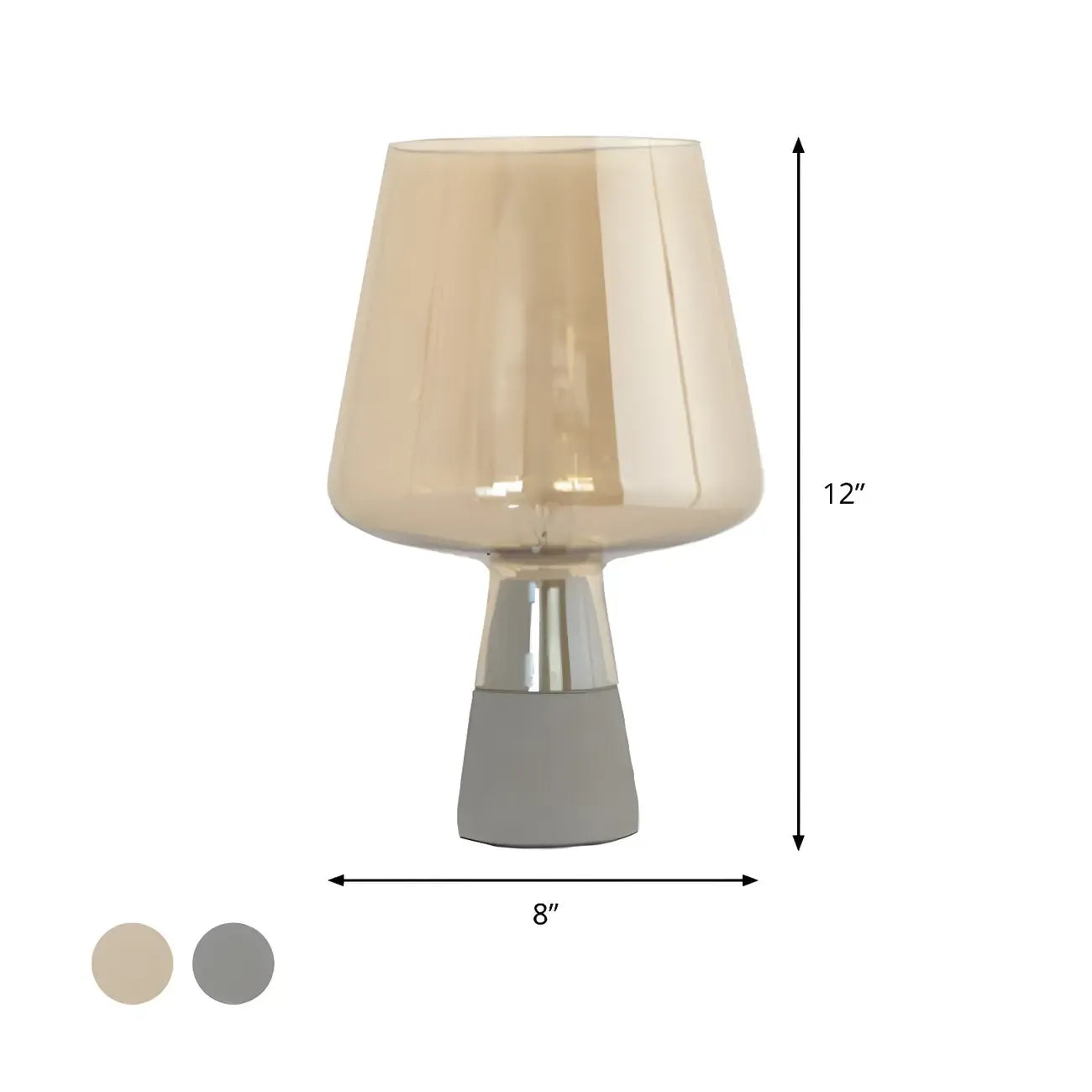 Modern Amber Glass Geometric Table Lamp for Bedroom