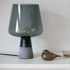 Modern Amber Glass Geometric Table Lamp for Bedroom
