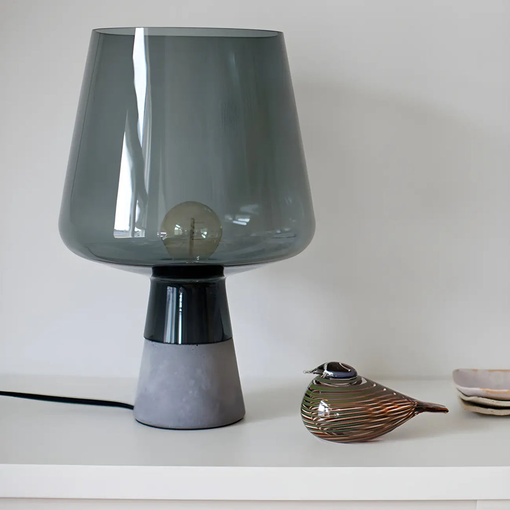 Modern Amber Glass Geometric Table Lamp for Bedroom