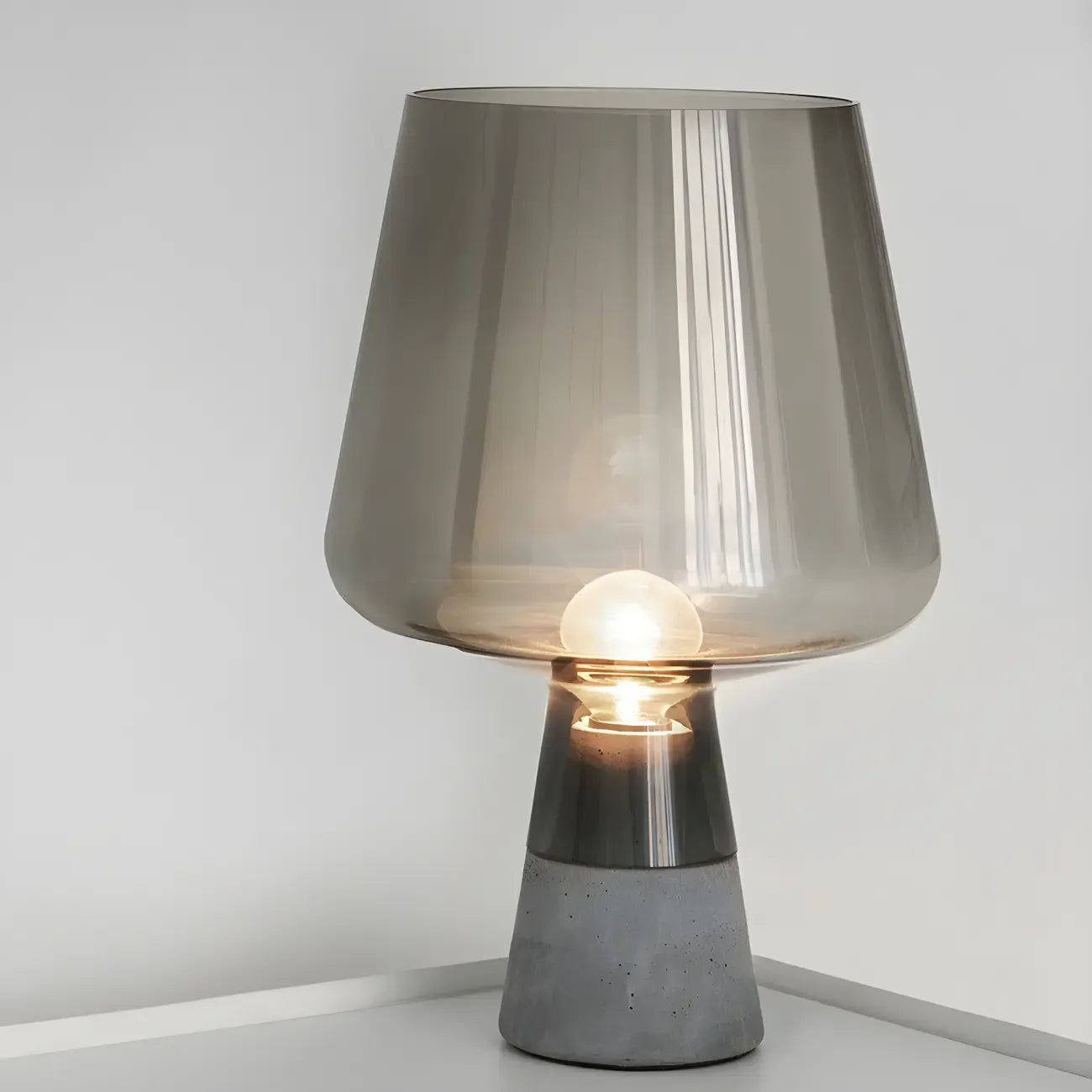 Modern Amber Glass Geometric Table Lamp for Bedroom