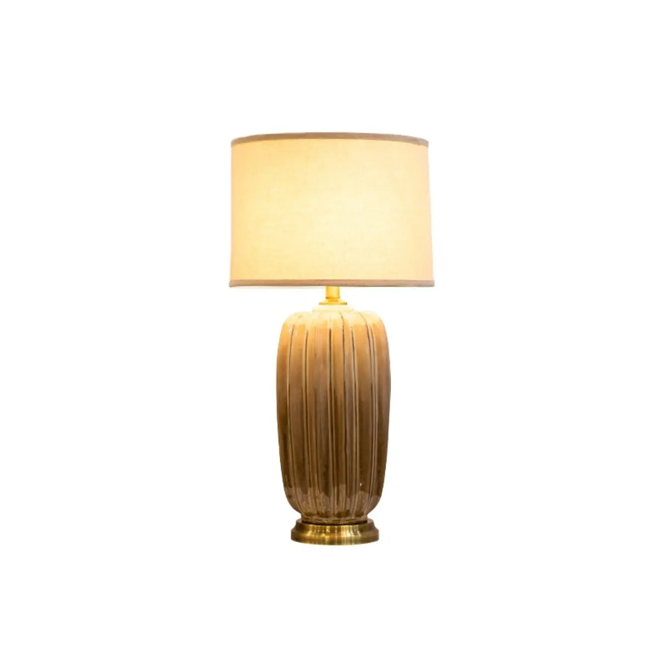 Brown Ceramic Geometric Table Lamp for Living Room