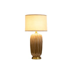 Brown Ceramic Geometric Table Lamp for Living Room