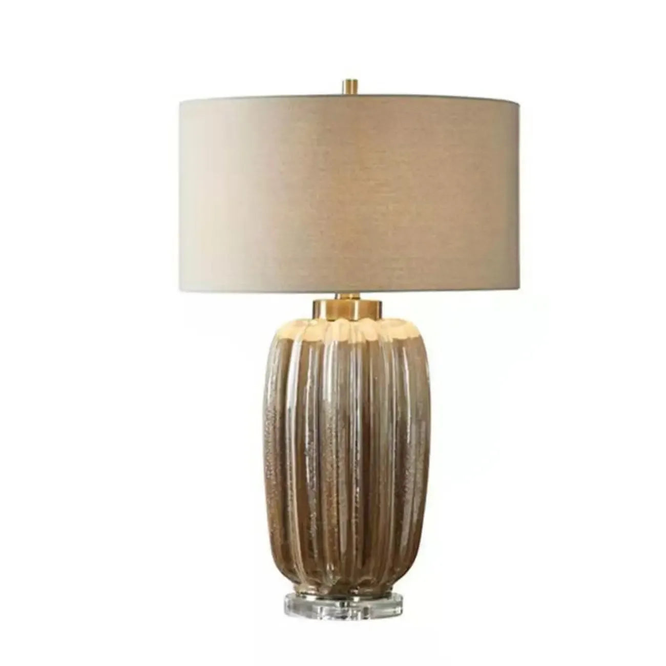 Brown Ceramic Geometric Table Lamp for Living Room