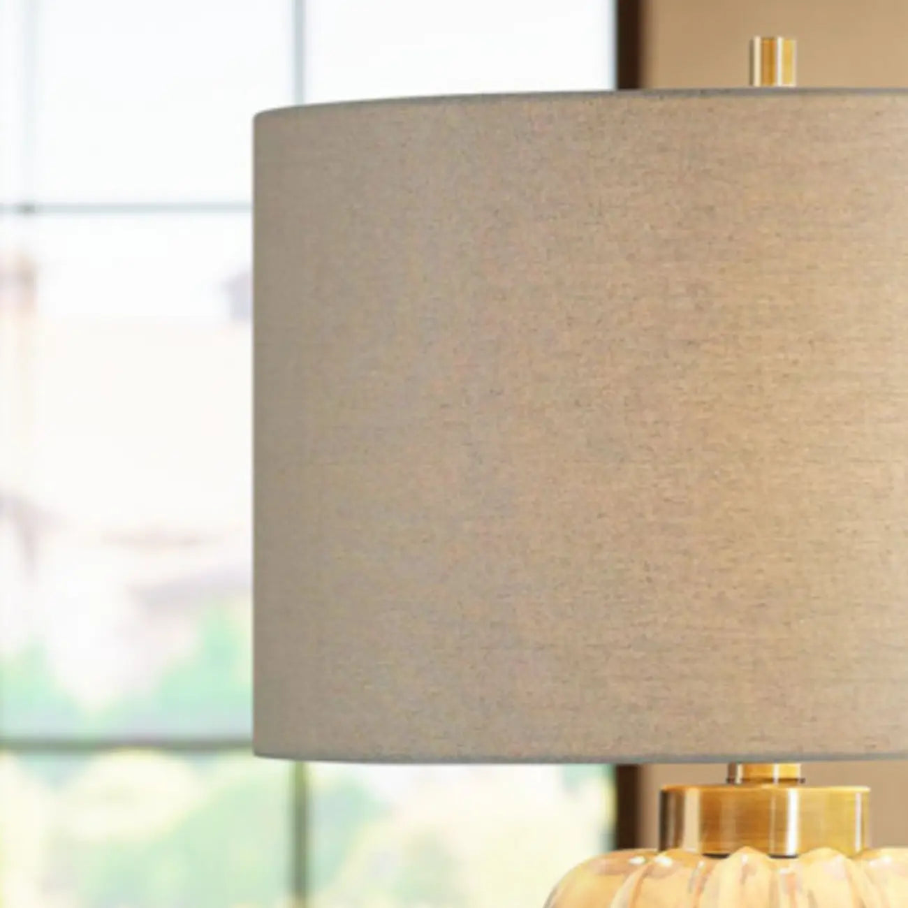 Brown Ceramic Geometric Table Lamp for Living Room