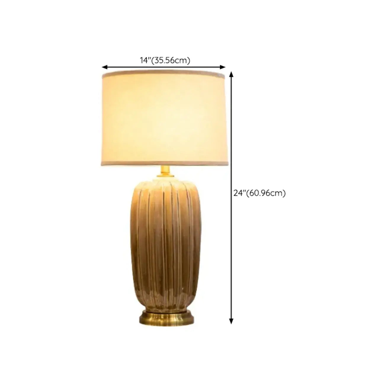 Brown Ceramic Geometric Table Lamp for Living Room