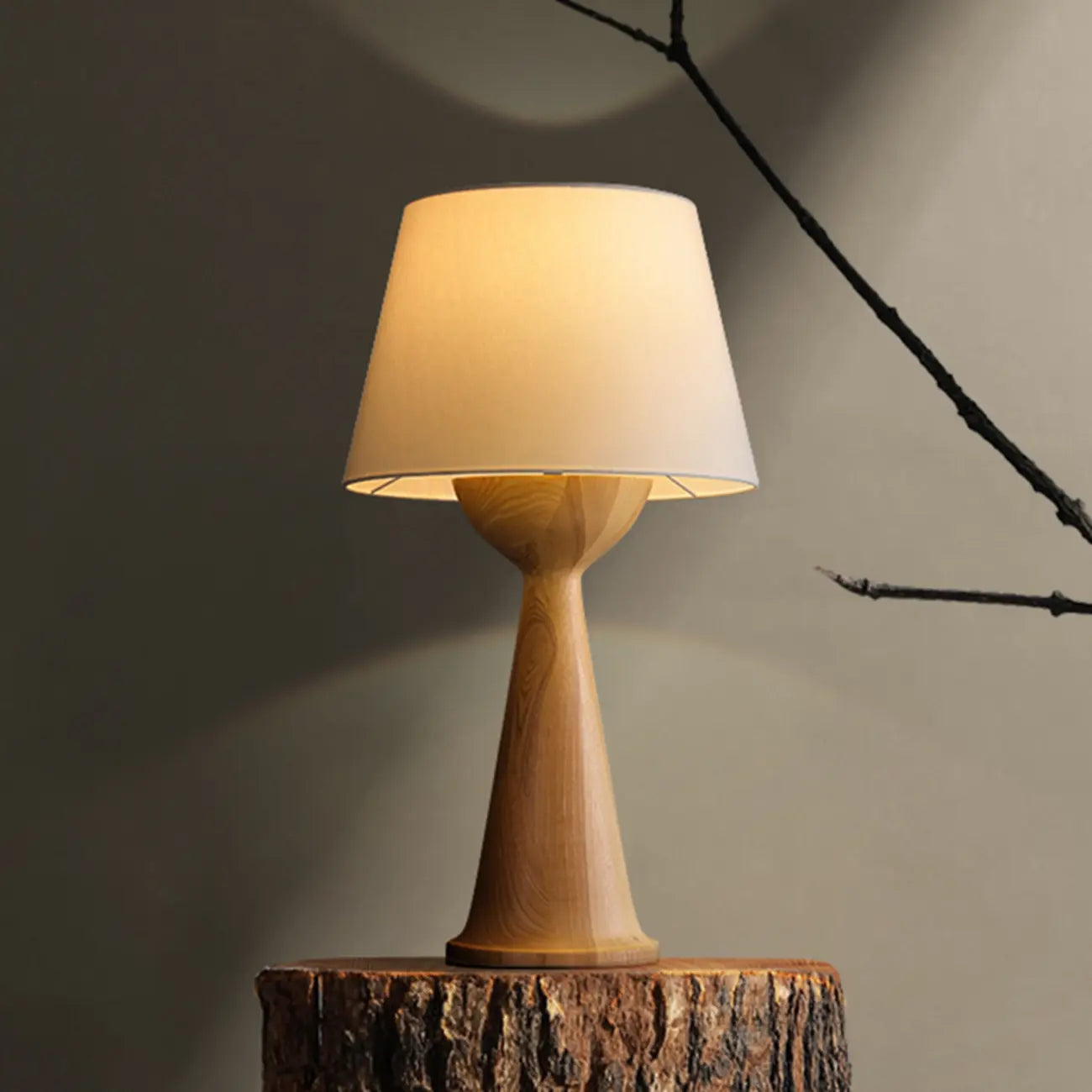 Natural Wooden White Table Lamp for Living Room