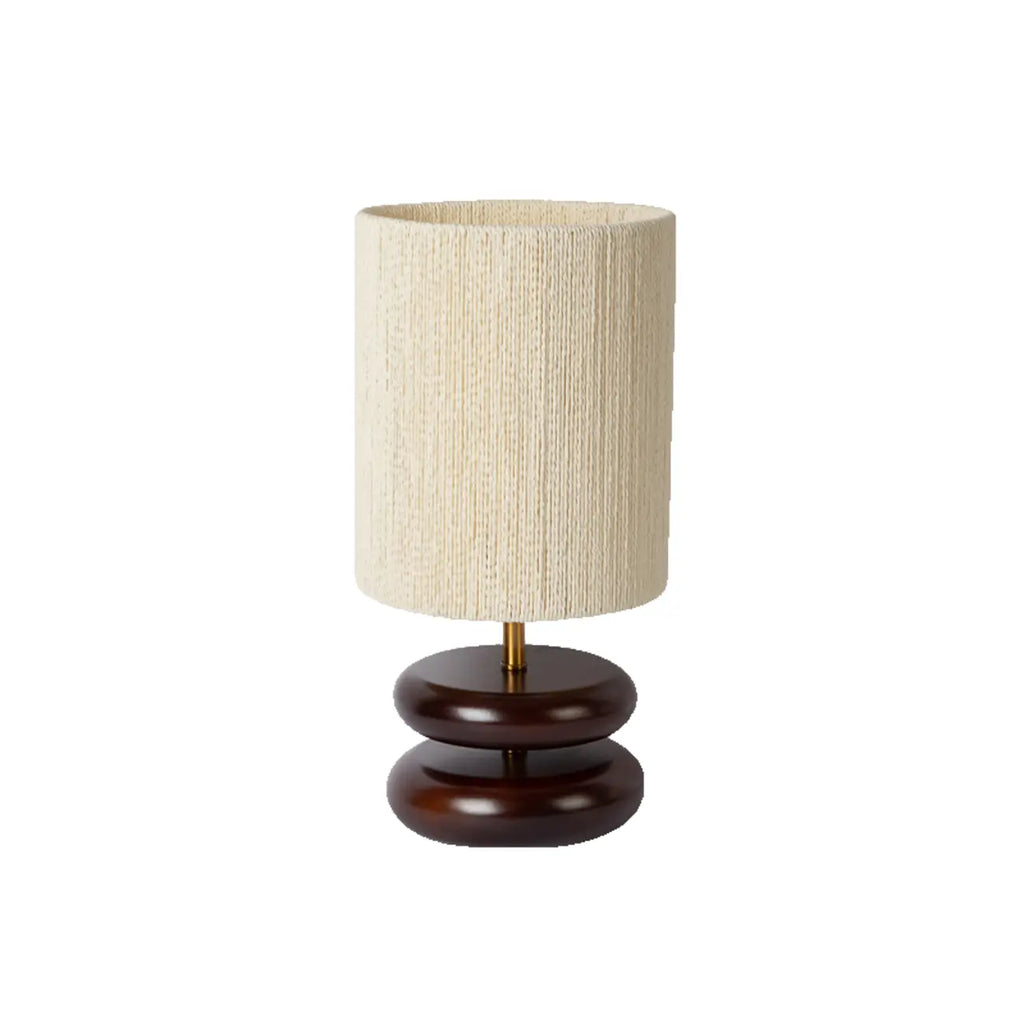 Beige Shade Wooden Base Table Lamp Plug-in for Residential