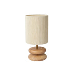 Beige Shade Wooden Base Table Lamp Plug-in for Residential