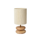 Beige Shade Wooden Base Table Lamp Plug-in for Residential