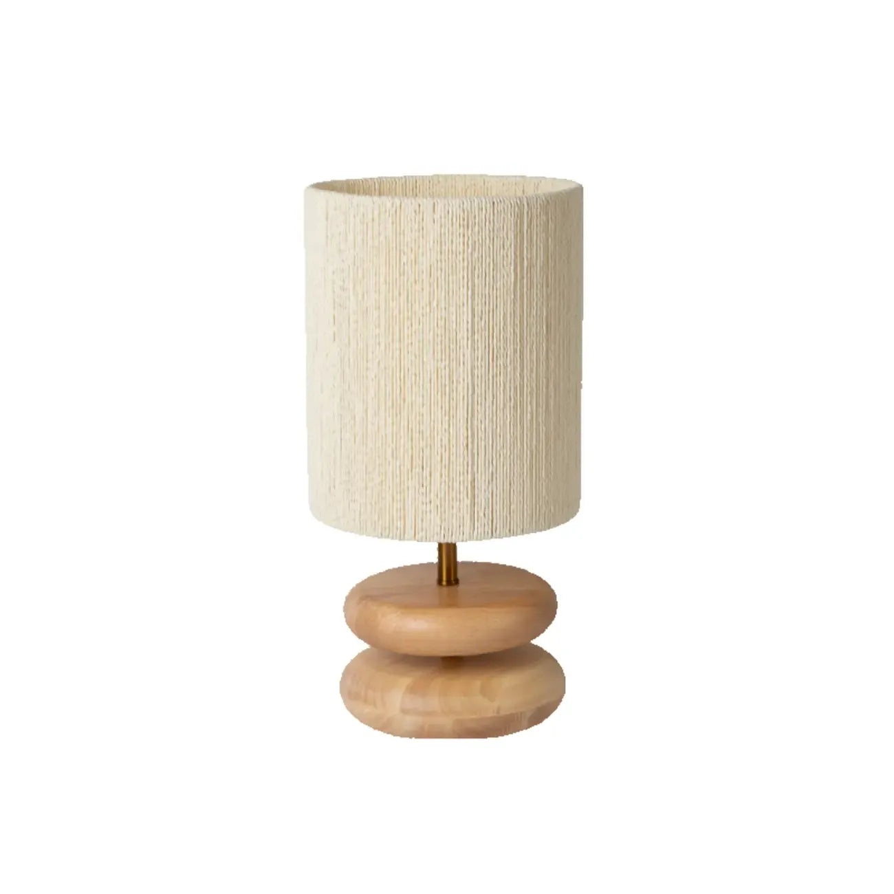 Beige Shade Wooden Base Table Lamp Plug-in for Residential