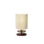 Beige Shade Wooden Base Table Lamp Plug-in for Residential