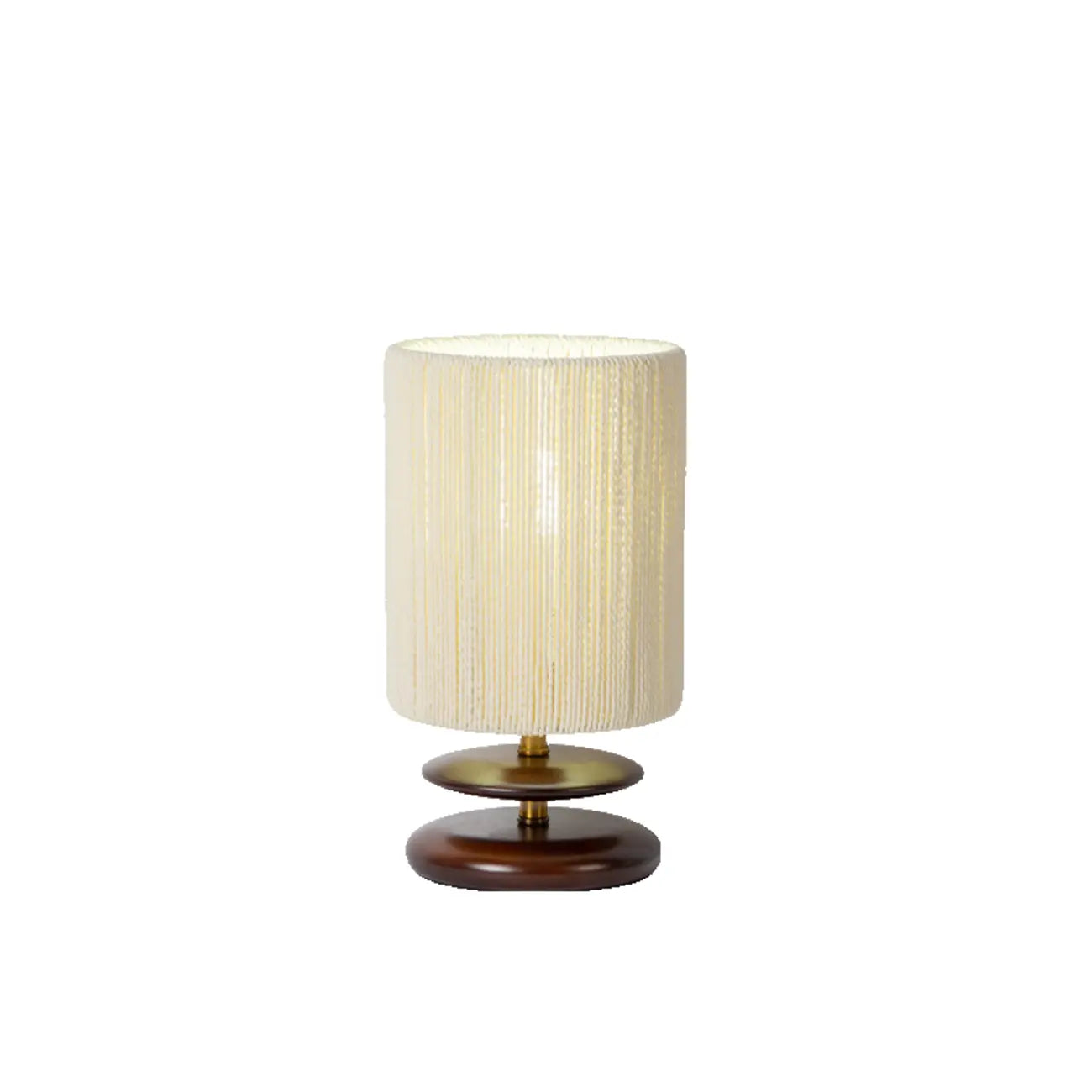 Beige Shade Wooden Base Table Lamp Plug-in for Residential