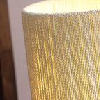 Beige Shade Wooden Base Table Lamp Plug-in for Residential