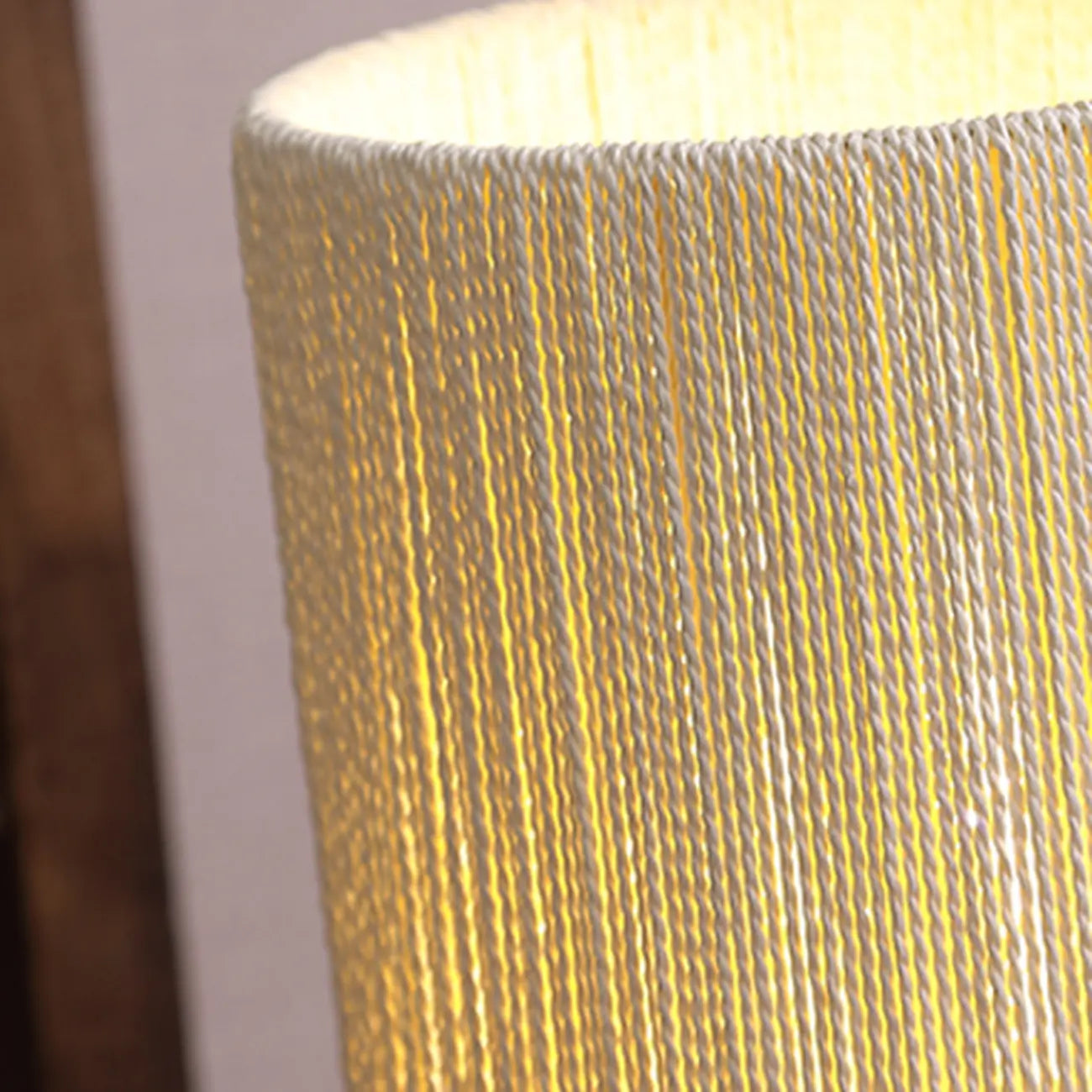 Beige Shade Wooden Base Table Lamp Plug-in for Residential