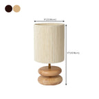 Beige Shade Wooden Base Table Lamp Plug-in for Residential