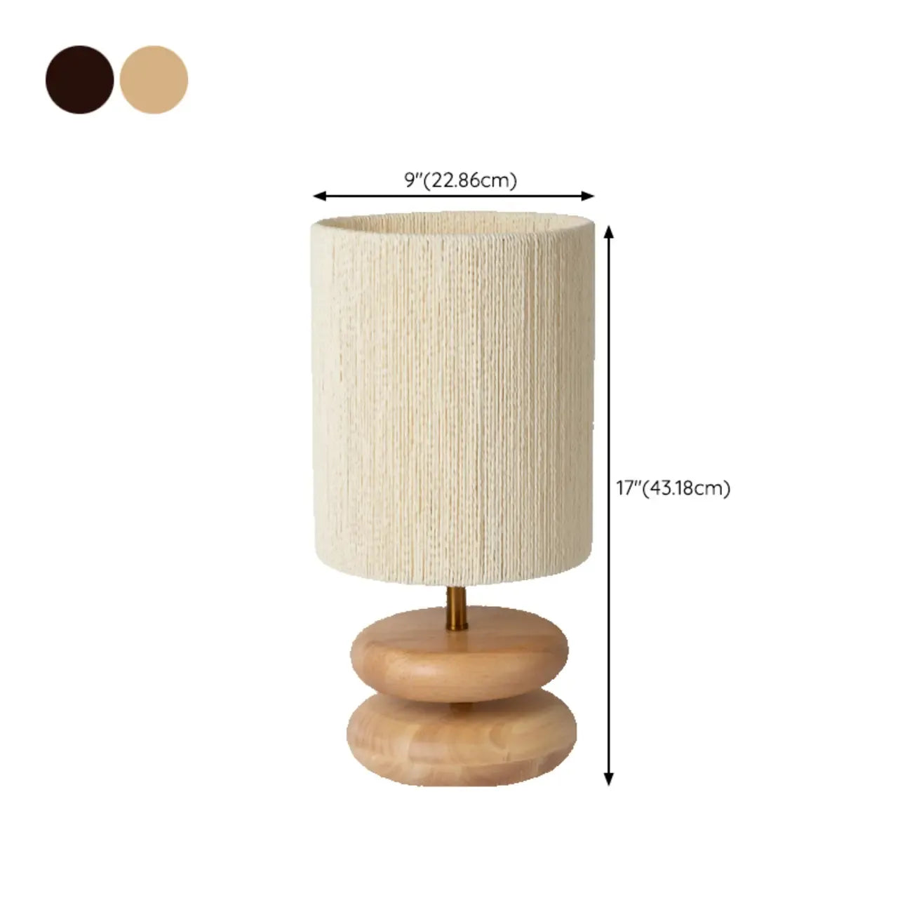 Beige Shade Wooden Base Table Lamp Plug-in for Residential