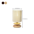 Beige Shade Wooden Base Table Lamp Plug-in for Residential